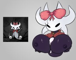 breasts cum cum_drip cum_on_breasts cum_on_tits female female_only flyreodd holding_breast hollow_knight large_breasts nipples no_background original_character waist_up