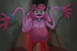1girls big_breasts breasts cleavage curvy female female_only gigantic_breasts huge_breasts hxveuseenmypen large_breasts massive_breasts mommy_long_legs monster monster_girl on_the_wall pink_hair pink_skin poppy_playtime wide_mouth