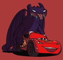 car car_sex cars_(film) color colored cum disney dragon dragons_having_sex_with_cars dreamworks eyes_up feral feral_penetrating gay gay_sex how_to_train_your_dragon lightning_mcqueen living_machine machine_penetrated male_only nightfury objectophilia objectphilia pixar red_background scalie sex tongue_out toothless what yaoi