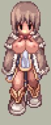 animated breasts brown_hair exhibitionism female female_only high_wizard high_wizard_(ragnarok_online) pixel_art ragnarok_online