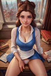 ai_generated angel_light angel_light_(artist) beauty_and_the_beast belle belle_(beauty_and_the_beast) brown_hair disney disney_princess panties princess