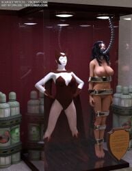 3d bound bound_arms bound_legs completely_nude completely_nude_female leotard mannequin marvel marvel_comics nude nude_female red_leotard scarlet_witch thejpeger trophy_case wanda_maximoff