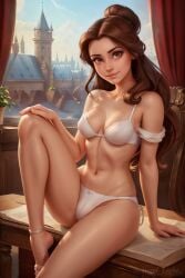 ai_generated angel_light angel_light_(artist) beauty_and_the_beast belle belle_(beauty_and_the_beast) brown_hair disney disney_princess panties princess underwear