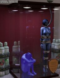 blue_skin blue_skinned_female bound bound_arms bound_legs cortana female halo_(series) thejpeger trophy_case