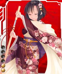 00s alto_seneka blind breasts brown_hair card_(medium) card_(r) card_(red-r) female female_focus hair_ornament japanese_clothes kimono large_breasts lilith-soft official_art shujou_sachi solo sword tagme taimanin_(series) taimanin_asagi taimanin_asagi_battle_arena taimanin_asagi_battle_arena_all_card_gallery taimanin_asagi_kessen_arena weapon