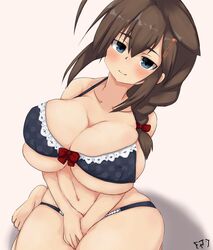 alternate_breast_size alternate_version_available aytk023 big_breasts big_nipples blue_eyes breasts brown_hair female female_only huge_breasts kantai_collection looking_at_viewer naked shigure_(kantai_collection) tagme thick_thighs wide_hips