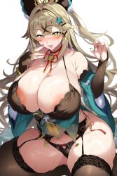 1girls ai_generated areolae big_breasts big_thighs blush breasts busty cat_ears catgirl curvy female genshin_impact gigantic_breasts gigantic_thighs heart-shaped_pupils huge_breasts huge_thighs kirara_(genshin_impact) large_breasts large_thighs lingerie massive_breasts massive_thighs sweat taf4_novelai thick_thighs thighs underwear voluptuous wide_thighs