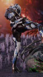 3d ass dark_skin heels lifting_skirt pussy robot saryn_(warframe) warframe