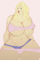 bbw blonde_hair chubby hourglass_figure huge_breasts natalie_(riendonut) panties riendonut thick_thighs venus_body wide_hips