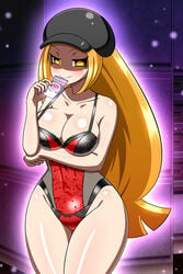 1girls big_breasts blonde_hair breasts female half-closed_eyes hat large_breasts nintendo original_character pale-skinned_female pale_skin pokemon pokemon_rgby team_rocket thick_thighs thighs wide_hips yellow_eyes yensh