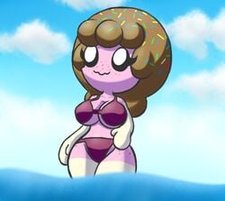 anthro bikini eyelashes freckles ice_cream original original_character pink_skin purple_bikini screwroot sunday_(screwroot) tagme two_tone_body