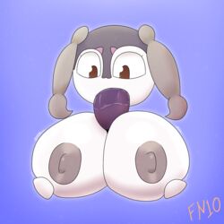 1:1 2020 absurd_res anthro big_breasts big_penis bodily_fluids breasts duo fellatio female fn10 genitals hi_res holding_breast huge_breasts indeedee looking_down male nintendo nipples oral paizuri penile penis pokémon_(species) pokemon pokemon_(species) saliva sex solo_focus straight titjob video_games