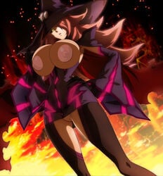 blazblue blazblue:_central_fiction breasts edit edited female female_focus female_only fire gigantic_breasts gloves grin hair huge_breasts huge_nipples konoe_a_mercury looking_at_viewer naughty_face nine_the_phantom nipples photoshop pink_hair pussy redwizard solo standing teeth vagina very_long_hair yellow_eyes