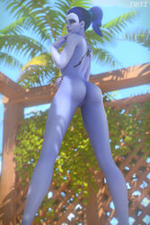 1girls 3d alternate_version_available anus ass big_ass female female_only fritzhq looking_at_viewer looking_back overwatch pussy solo widowmaker