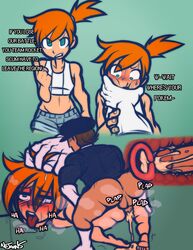 1boy 1girls 2010s ass challenge choking clothing cum cum_in_pussy cum_in_uterus cum_inside defeated english english_text feet female from_behind instant_loss instant_loss_2koma kasumi_(pokemon) male misty_(pokemon) misty_(pokemon_lgpe) nojahns open_mouth penetration penis pinned_down pokemon rape rough_sex sex short_hair straight team_rocket team_rocket_grunt_(male) text uterus vaginal_penetration x-ray