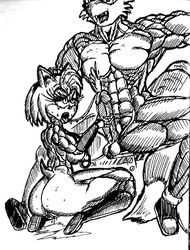 ahe_gao ahe_gao amy_rose big_breasts big_penis bns_arts cum cum_on_face cumshot muscle muscular naked nude pussy pussy_juice sonic_(series) t.n. t.n._(artist) tails tails