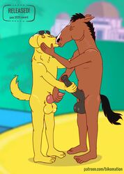 2boys 2d 2d_animation animal_genitalia animal_penis animated animated_gif anthro anthro_on_anthro anthro_only balls beating_meat beating_off bikomation bird_dog body_hair bojack_horseman bojack_horseman_(character) bouncing_balls brown_body brown_fur canid canine canine_penis canis conditional_dnp domestic_dog duo equid equine equine_penis erection eyewear fur gay genitals handjob holding_penis horse hunting_dog interspecies jiggling_balls kissing knot labrador male male/male male_only mammal masturbating_other mr._peanutbutter mutual_handjob mutual_masturbation netflix nude oral penile penis retriever sex short_playtime stroking_cock sunglasses tailwag tongue yaoi yellow_body yellow_fur