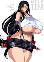 1girls big_breasts breasts breasts_bigger_than_head clothed_female female female_focus female_only final_fantasy final_fantasy_vii huge_breasts long_hair nipples nipples_visible_through_clothing panties raisuta skirt solo solo_female solo_focus tifa_lockhart underboob