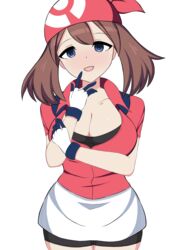 1girls big_breasts blue_eyes breasts eye_contact female female_protagonist gloves huge_breasts human kocha_(jgug7553) large_breasts looking_at_viewer may_(pokemon) nintendo pokemon pokemon_rse white_background