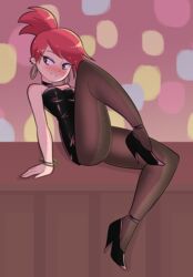 black_dress blush cartoon_network clothing dress female foster's_home_for_imaginary_friends frankie_foster leggings pantyhose red_hair suley-nsfw