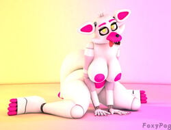 3d 3d_(artwork) big_ass big_breasts five_nights_at_freddy's foxypog funtime_foxy_(fnaf) funtime_foxy_(fnafsl) looking_at_viewer looking_pleasured panties sitting solo solo_female thick_thighs tongue_out yellow_eyes