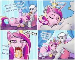 alicorn animal_genitalia animal_penis balls bedroom bedroom_eyes bodily_fluids cocaine_(artist) crown cuckold cum cum_in_mouth cum_inside cum_play dialogue duo equid equine equine_penis fellatio fellatio_from_feral female friendship_is_magic genital_fluids genitals gold_(metal) gold_jewelry hi_res horn horse jewelry male male/female mammal my_little_pony narrowed_eyes oral pegasus penile penis photo pillow pony princess princess_cadance_(mlp) regalia royalty seductive selfie sex text wings