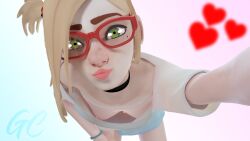 1girls 3d accidental_exposure andavaverse bangs beauty_mark bending_over blonde_hair bracelet brown_hair choker cute darcy_redd female ghostcavalry ginger glasses green_eyes heart hearts kissing light-skinned_female light_skin nerd nerdy_female nipple_slip pale-skinned_female petite ponytail red_glasses revealing revealing_clothes selfie skinny slim small_breasts solo straight_hair teenager tied_hair unaware young