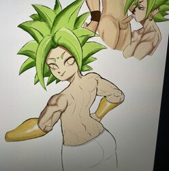 1girls ass back_muscles back_view blowjob breast_press breasts breasts_out cyan_eyes dragon_ball dragon_ball_super earrings erection fellatio female fusion green_eyes green_hair kefla kissing kissing_penis large_breasts light-skinned_female light_skin medium_breasts muscular muscular_female potara_earrings saiyan saliva short_hair side_view sideboob small_penis smirk smug spiky_hair sucking super_saiyan toned toned_female unfinished work_in_progress xyakiwi