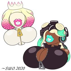 bimbo bimbofication breasts bust creature crown female headphones huge_lips inanimate inanimate_transformation marina_(splatoon) objectification pearl_(splatoon) splatoon splatoon_2 statue super_weird_one tagme thick_lips transformation what