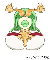 breasts bust_tf female green_hair green_lips green_lipstick inanimate inanimate_transformation kid_icarus looking_at_viewer nintendo no_eyes objectification palutena statue super_weird_one tagme transformation white_dress