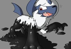 absol animal_genitalia animal_penis black_body black_goo black_nose black_penis blue_body blue_skin blue_tail canine_penis corruption crisstail erection feral fur genitals goo_transformation grey_background knot latex_transformation living_latex male nintendo open_mouth penis pokémon_(species) pokemon pokemon_(species) red_eyes rubber simple_background solo standing story story_in_description transformation video_games white_body white_fur