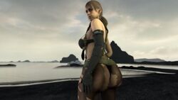 1girls 3d beach big_ass big_butt cheesy_sfm clothed huge_ass metal_gear_solid metal_gear_solid_v quiet_(metal_gear)