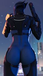 1girls 3d 3d_(artwork) alien alien_girl alien_humanoid asari ass blue_skin butt female female_only humanoid liara_t'soni mass_effect mass_effect_2 mass_effect_3 no_humans no_panties nudity nyes117 partially_clothed pinup solo standing tagme uncensored