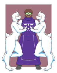 1boy 2girls abryssle anthro blush commission darkeros13 female furry male nude nude_female original original_character self_insert smile threesome toriel undertale