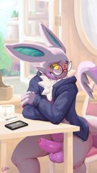 1boy 2020 4k 9:16 absurd_res anthro anthrofied balls blush clothing dabelette_(character) detailed_background erection eyewear genitals glasses hi_res hoodie humanoid_genitalia humanoid_penis lapatte male_only nintendo noivern penis phone pokémon_(species) pokemon pokemon_(species) sitting solo topwear uncut video_games