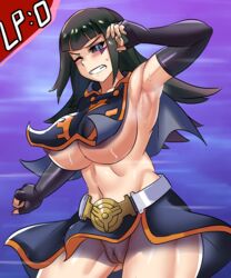 big_breasts carly_carmine carly_nagisa_(dark_signer) clothed_female dark_signer female female_focus female_only innie_pussy konami long_hair nipples no_bra no_panties solo solo_female solo_focus ytrall yu-gi-oh! yu-gi-oh!_5d's