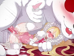 animal_penis arm_grab ass big_dom_small_sub blonde_hair blue_eyes blush bunny censored covered_navel creature cum cum_in_pussy drooling elbow_gloves empty_eyes female from_behind_position gloves glowing glowing_eyes gulp5959 highres leg_grab leg_up legs leotard leotard_aside long_hair lying magical_girl minigirl moaning mosaic_censoring mouth_drool nose_blush on_side open_mouth original overflow penis pink_footwear pink_leotard pussy pussy_juice rape red_eyes restrained saliva scrunchie sex shoes smile spooning spread_legs tears thighhighs thighs twintails vaginal_penetration very_long_hair white_gloves white_legwear zoophilia