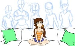 brown_eyes brown_hair gangbang homerbls original original_character sitting sitting_on_couch sketch sole_female