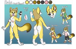 2019 anthro audri breasts canid canine canis clothing digital_media_(artwork) domestic_dog female fennec fox genitals herding_dog hi_res hybrid mammal model_sheet nipples nude pastoral_dog pussy solo standing text welsh_corgi zipzap