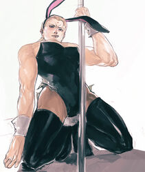 black_legwear bunnysuit corset hokuto_no_ken male male_only pole pole_dancing souther tagme