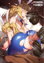 1girls 2animals anal anal_sex artoria_pendragon artoria_pendragon_(lancer) artoria_pendragon_(swimsuit_ruler) big_ass big_penis big_testicles blonde_hair bunny_ears bunny_girl bunnysuit censored deepthroat double_penetration fate/grand_order fate_(series) fellatio female_human/male_feral female_on_feral feral heart horse horse_penis horsecock huge_ass huge_butt huge_cock human interspecies large_breasts larger_feral larger_male mosaic_censoring ponytail powergene powzin ripped_clothing size_difference surprised vaginal_penetration zoophilia