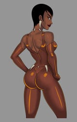 1girls african african_female ass big_breasts black_female black_hair breasts dark-skinned_female dark_skin dat_ass dc dc_comics dcau earrings female female_only full_body justice_league_unlimited lipstick looking_at_viewer looking_back mari_jiwe_mccabe necklace shiny sideboob smile solo something_unlimited sunsetriders7 tight_clothing vixen_(dc)