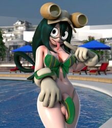 1futa 3d ball_cleavage balls big_breasts big_penis bikini blender blender_(software) breasts futa_only futanari green_hair large_breasts large_penis long_hair my_hero_academia neenbeanmachine penis penis_cleavage solo solo_focus solo_futa testicles tsuyu_asui