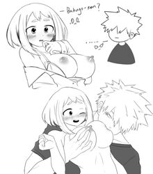 1boy 1boy1girl 1girls breast_sucking breasts grchloex katsuki_bakugou my_hero_academia nipples ochako_uraraka straight