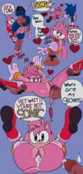 absurd_res amy_rose anthro anthro_penetrated bedroom_eyes bodily_fluids clothing cum cum_in_pussy cum_inside dark_body dark_skin dialogue duo english_text eulipotyphlan excited female female_on_human genital_fluids genitals gloves hand_gesture handjob handwear hedgehog hi_res human human_on_anthro human_penetrating human_penetrating_anthro imposter interspecies lewd4food licking male male/female male_on_anthro mammal mistaken_identity narrowed_eyes penetration penile penis pussy seductive sega sex simple_background sonic_(series) sonic_the_hedgehog sonic_the_hedgehog_(series) speech_bubble surprise text tongue tongue_out