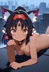 ai_generated ass exhibitionism nekomata nekomiya_mana nude outdoors rooftop video_games zenless_zone_zero zzz