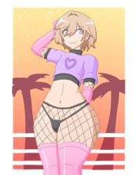 aeltrix armwear background femboy fishnet_legwear fishnets male male_only midriff solo stockings thick_thighs thigh_highs thighhighs thighs thong