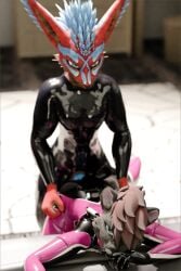 abs anal animal_genitalia animal_penis anthro armwear balls black_latex blue_body blue_eyes blue_fur blue_penis brown_body brown_fur brown_sheath canine_genitalia canine_penis clothed clothing domestic_cat drone dronesuit duo erection felid feline felis fur genitals glistening glistening_body gloves hair handwear hi_res isaacjexo jex latex latex_armwear latex_clothing latex_gloves latex_handwear latex_legwear latex_skinsuit legwear looking_at_viewer male male/male male_penetrated male_penetrating male_penetrating_male mammal multicolored_body multicolored_fur multicolored_hair muscular muscular_male penetration penile penis red_body red_fur reflection rexouium rubber_clothing sex sheath skinsuit tight_clothing xenethek xenethek_(character)