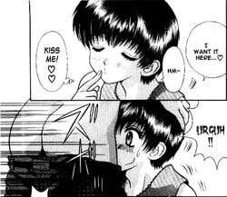 1boy 1girls about_to_kiss ass blush close-up closed_eyes comedy comic deepthroat fellatio female forced forced_oral funny futari_ecchi going_in_for_kiss hand_on_head hard_translated human humor imminent_kiss incoming_kiss katsu_aki kawada_rika male manga monochrome motion_blur oral oral_rape pants_pull penis pointing rape scan short_hair straight surprise_fellatio surprised sweatdrop tomboy translated tricked tricked_into_blowjob tricked_into_sex