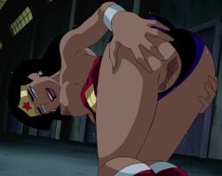 black_hair blue_eyes boots bracelet clitoris dc dc_comics dcau diana_prince earings exposed_breasts exposed_pussy female justice_league justice_league_unlimited on_knees open_mouth open_mouth_smile pov presenting presenting_pussy pussy smiling sweat sweatdrop sweating tears tiara underwear underwear_aside vagina vaginal_juices vulva wonder_woman wonder_woman_(series) xeroshadows